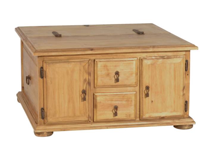 MiaMöbel Mexico Truhentisch 90cm Massivholz Pinie Landhaus Mexiko Möbel Mexikanisch