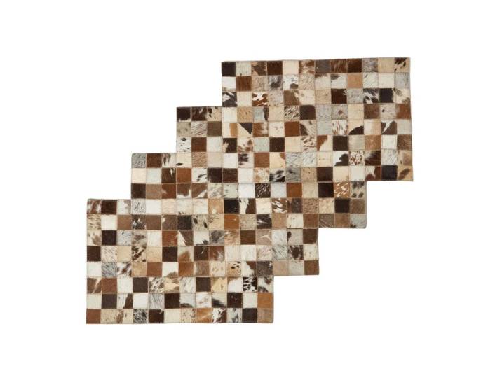 TISCHSET 4er-Set mit Patchwork-Karo, Fell & Leder, 30/46 cm
