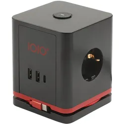 IOIO SW 1000 3-fach Steckdosenwürfel schwarz
