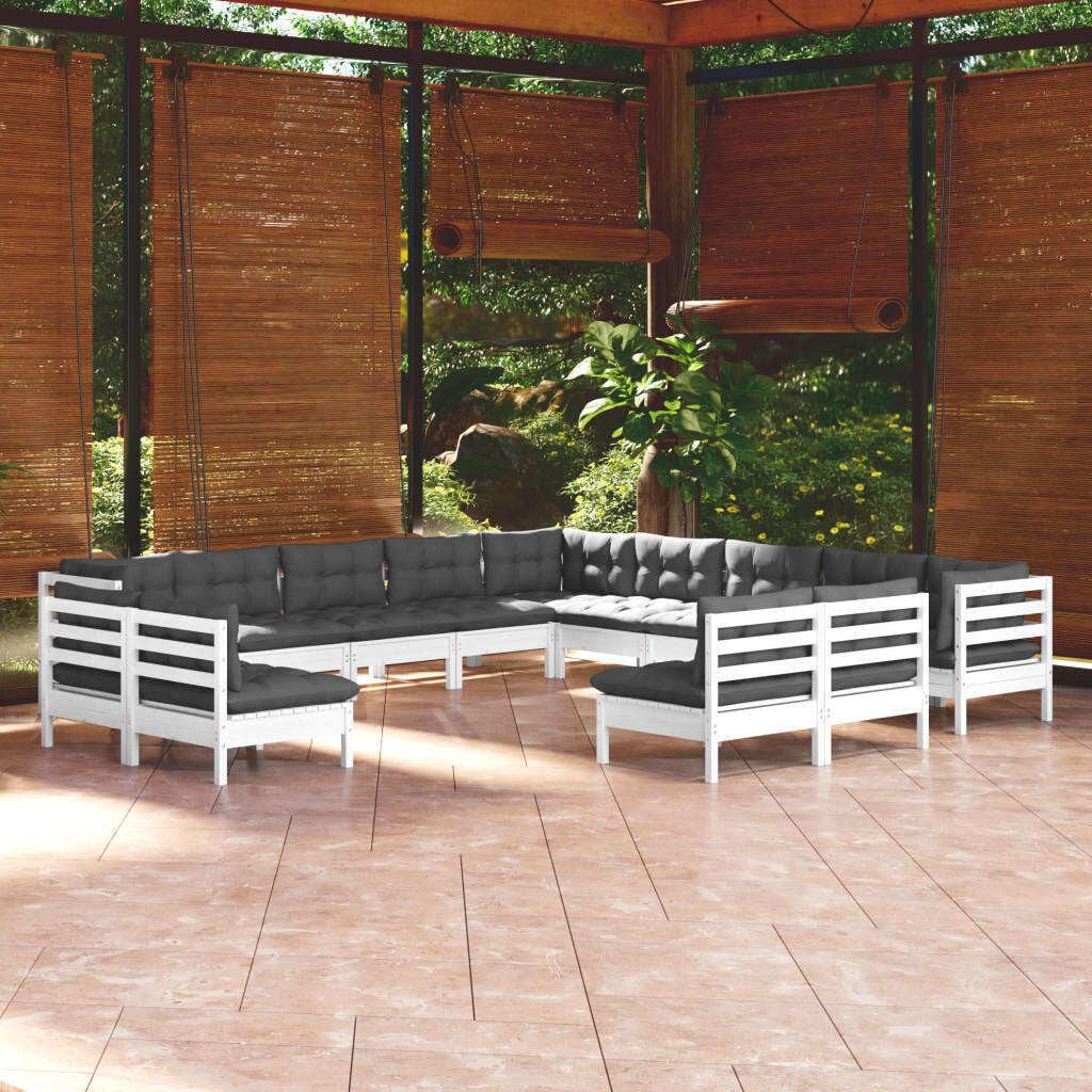 Prolenta Tuinset voor de tuin, 13-delig, inclusief kussens, wit