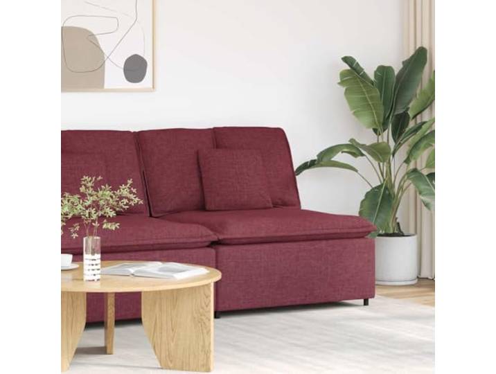 HKQWPBF Modulares Sofa Mittelmodul mit Kissen Weinrot 100 cm Textilene Polster, Schaumstofffüllung, stabiler Metallrahmen, kombinierbar, elegantes Design
