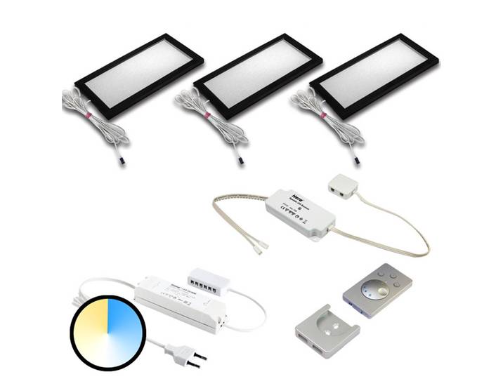 Hera Unterbaulampe Dynamic LED Sky 3er Set schwarz Sky, dimmbar, schwarz, für Küche, Kunststoff, Modern