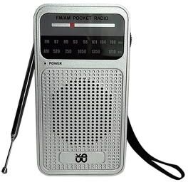 LightInthebox Portable AM FM Pocket Radio, Mini Transistor Radio with Telescopic Antenna, Built-in Speaker, Headphone Jack and Wrist Strap, Battery Operated Small Radio for Travel, Camping and Outdoor Use