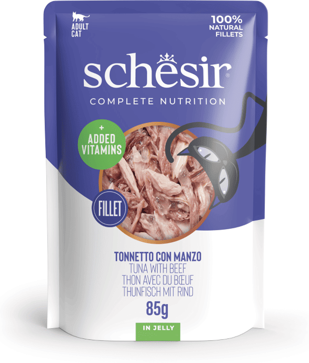 Schesir Cat Pouch de Atum com Carne Bovina em Geleia 12 un x 85g