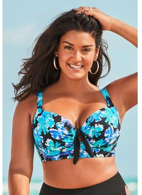 Plus Size Women's Confidante Bra Sized Underwire Bikini Top by Swimsuits For All in Blue (Size 36 DD)