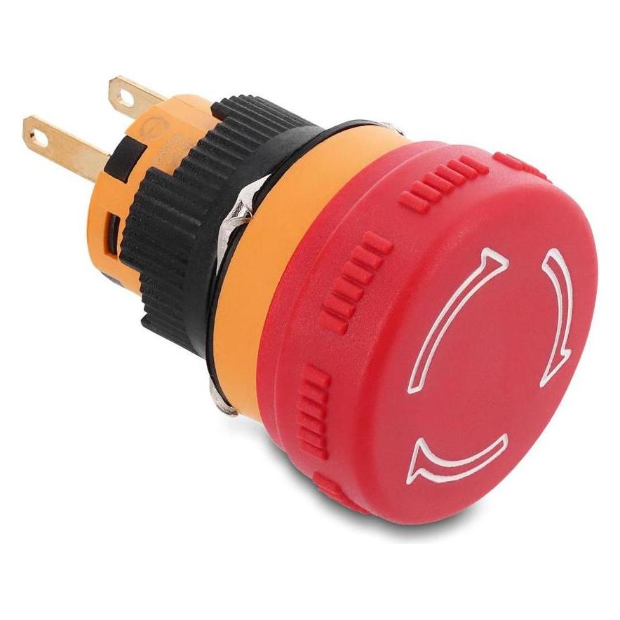 Delock Pilzkopf Taster zum Einbau 16 mm 2 x Lötanschluss Kunststoff 26 mm Ø (22120) (22120)