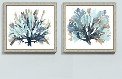 "Seaside Coral Art - Blue - Print II, 34"" x 37"" - Ballard Designs"
