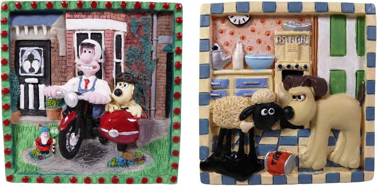 Set van 2 fotolijstjes 8x8 cm met Shaun het Schaap en Wallace en Gromit
