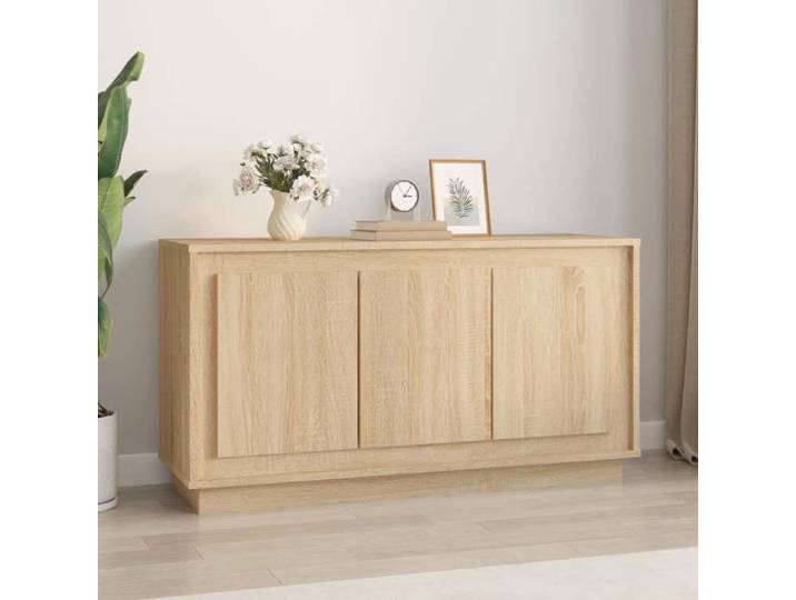 Réduction FR - Buffet Bas enfilade - Commode salon chêne sonoma 102x35x55 cm - Aspect Bois d'ingénierie -407193