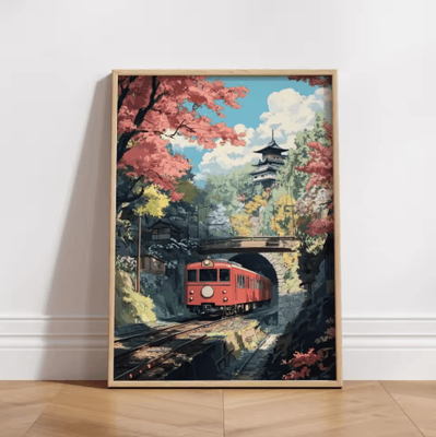 Inspire Picks Tokyo Rainy Night Railway Canvas Print Retro Japanese Cityscape Wall Art Decor 25 30x45cm No Frame