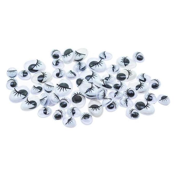 Brewis Bewegliche ovale Augen mit schwarzen Wimpern, 26 Stück (Künstliche Wimpern) (47593423)