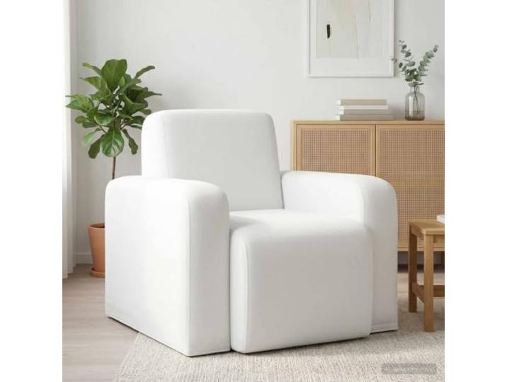 IBUQDDV Sessel Weiß Stoff mit Polyester-Polster und Holzrahmen Weiß, Stoffbezug, Polyester-Polster, Holzwerkstoff-Rahmen, Wohnzimmer, Schlafzimmer, Leseecke