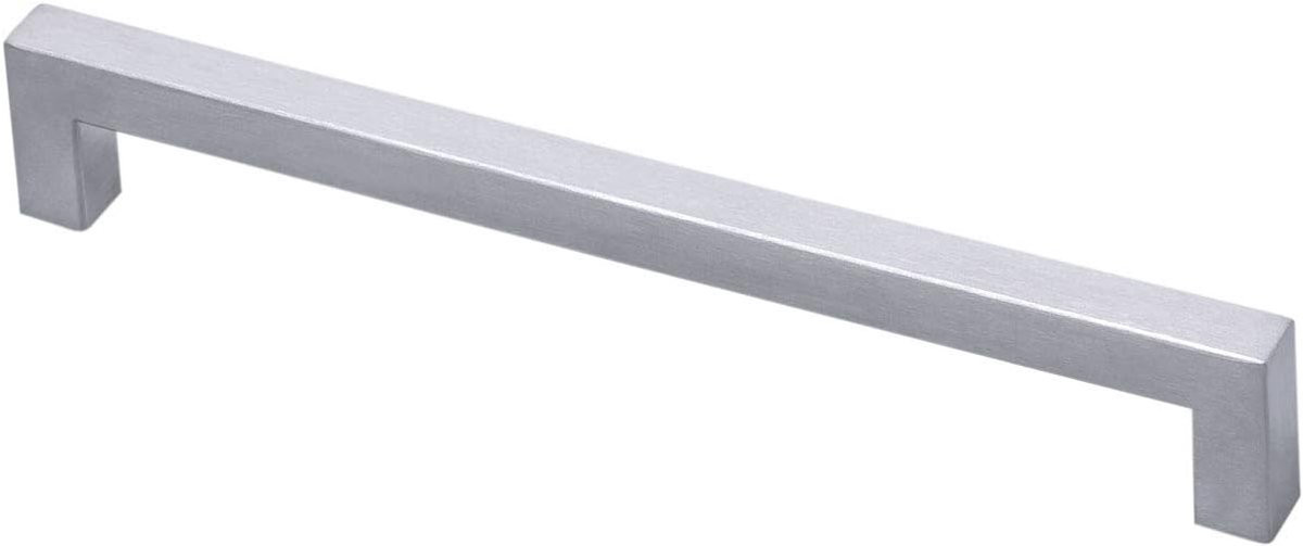 Meubelgreep Vierkant - Ladegreep Staal - Mat Geborsteld - Zilverkleurig - Boorafstand: 192 mm