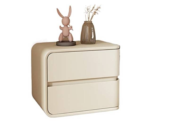 YCCHAH Bett mit Stauraum Nachttisch for den Innenbereich, moderner einfacher Lederschrank, cremefarbenes Windschlafzimmer, kreativer Desktop(A)