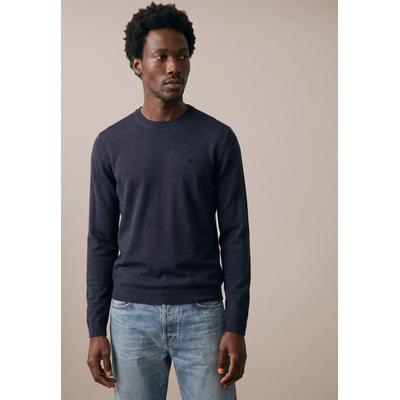 Wollpullover FYNCH-HATTON, Herren, Gr. 4XL, blau (navy), Strick, Obermaterial: 100% Wolle, bestickt, unifarben, regular fit hüftbedeckend, Rundhals, Pullover, mit Wolle