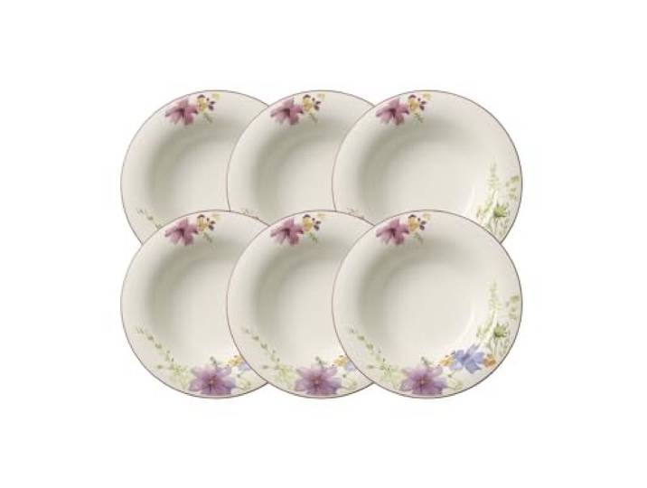 Villeroy & Boch Mariefleur Basic Suppenteller, Porzellan, Weiß, 25 x 25 x 9.20 cm, 6 Einheiten
