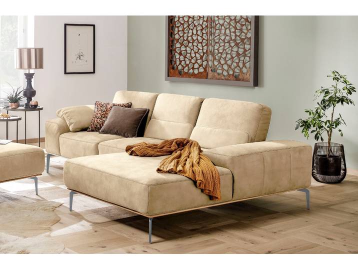Ecksofa, Beige, 279x178 cm, Longlife Leder, L-Form & Sitztiefenverstellung, Modern, W.SCHILLIG