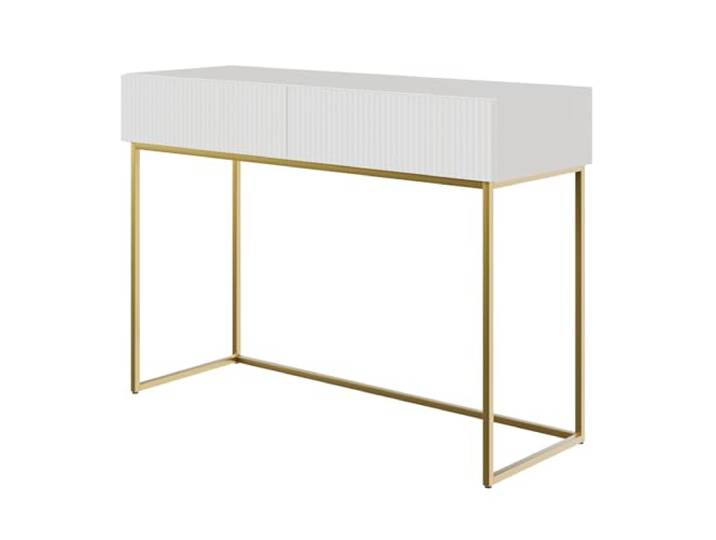 Selsey Schminktisch Makeup Tisch Frisiertisch Kosmetiktisch 110 cm Mit 2 Schubladen Veldio Weiß Goldene Beine