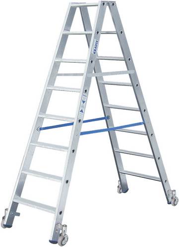 KRAUSE STABILO Stufen-DoppelLeiter, fahrbar 2x7 Stufen