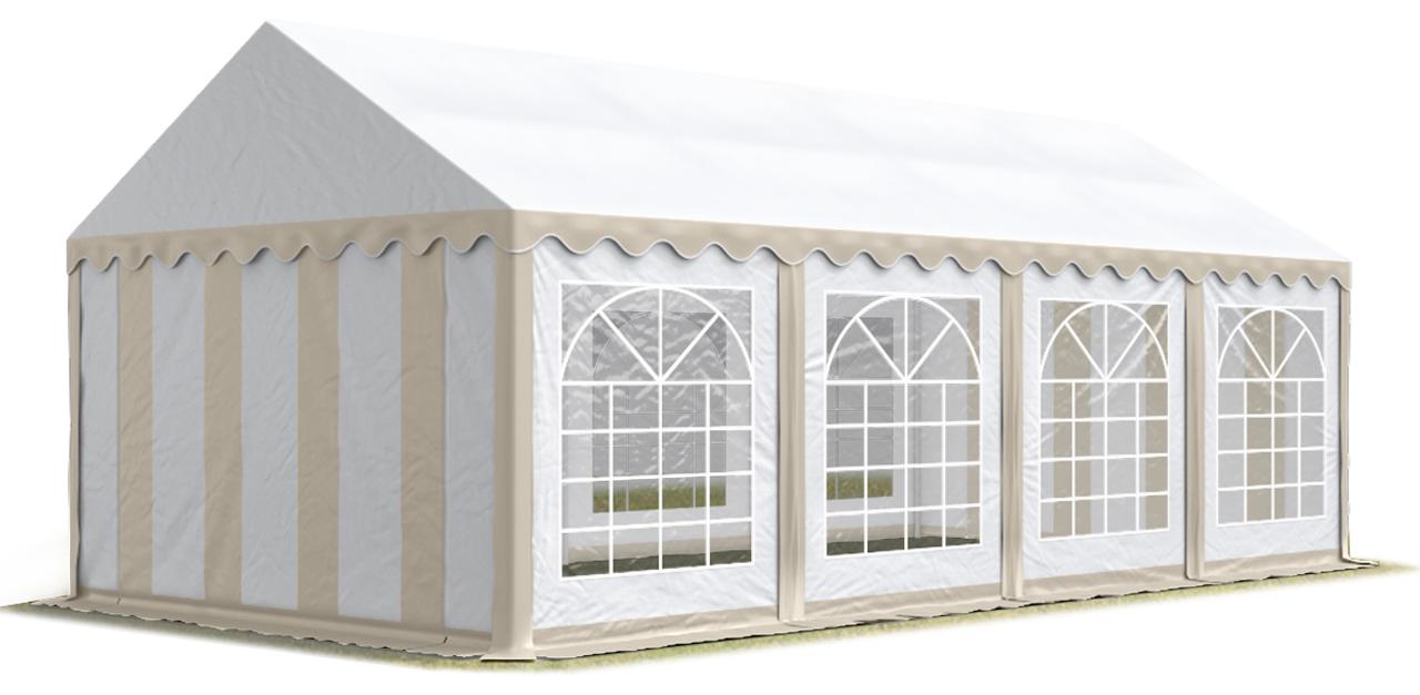 TOOLPORT Partyzelt Festzelt 4x8 m Garten-Pavillon PVC Plane 700 N in beige-weiß Wasserdicht