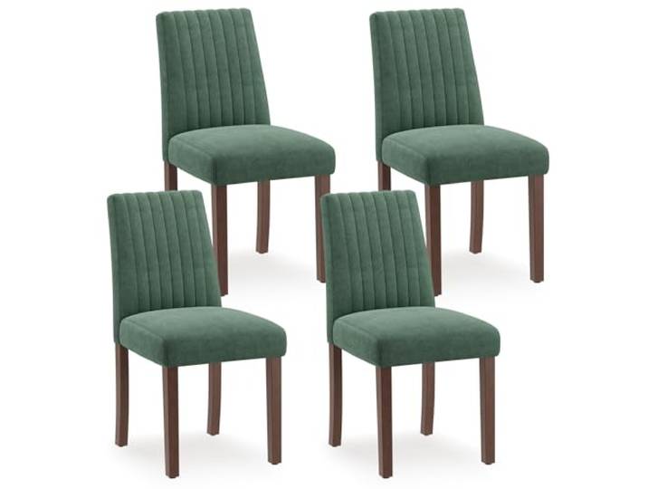 MALOL Esszimmerstühle 4er Set, Stuhl Esszimmer, Küche Essstühle, Gepolsterte Küchenstühle mit Rückenlehne & Holzbeinen, Stoff-Dining Chairs für Esszimmer, Restaurant, Grün