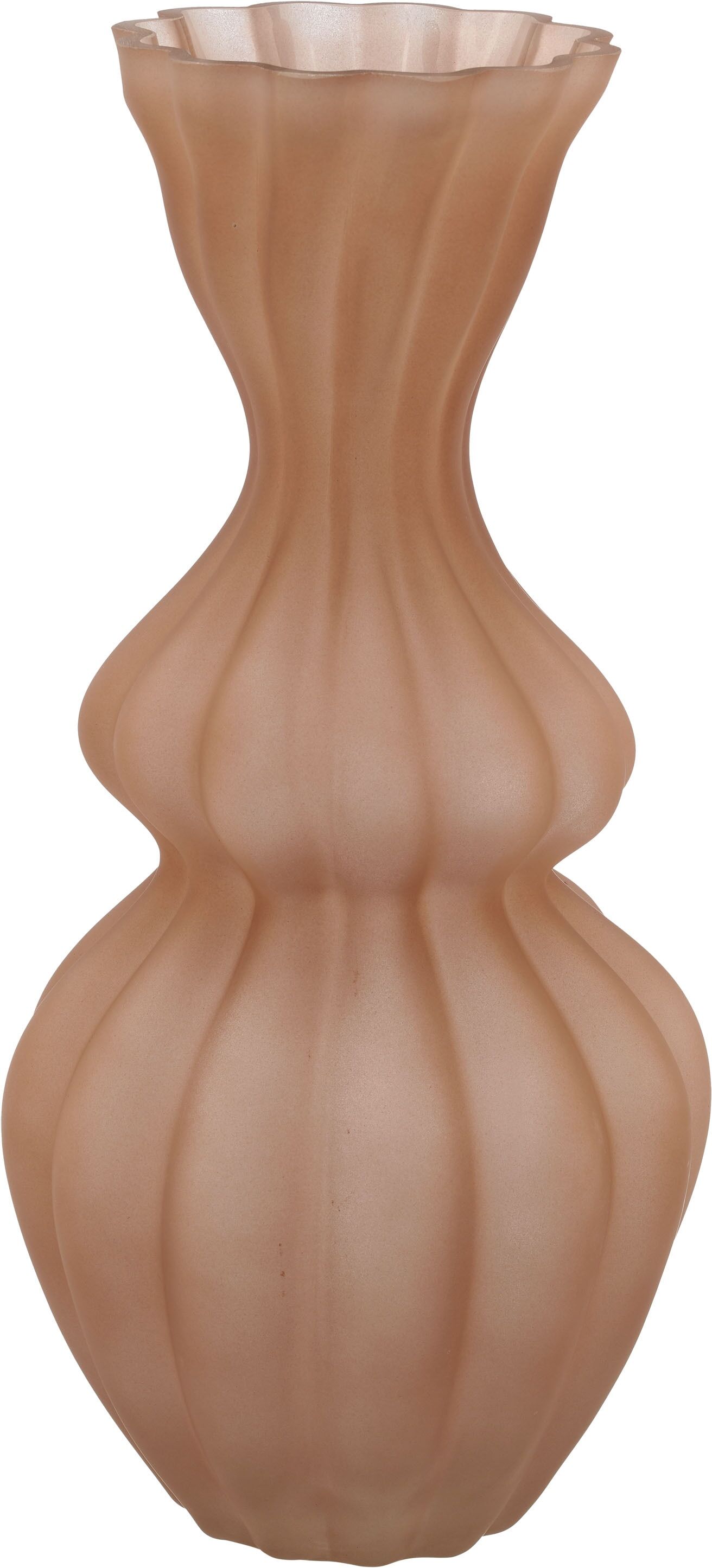 Tischvase CREATIV HOME "Vase", braun (mandel), H:36cm Ø:17cm, Glas, Vasen, Tischvase, mit geriffelter Struktur mandel B/H/T: 36cm Ø 17cm