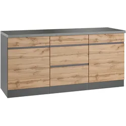 Küchenunterschrank Turin ca. 180x86 cm Graphit/Eiche