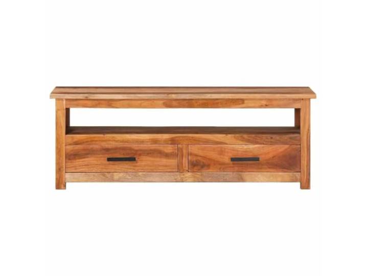 KGHERMDF TV-Schrank Massivholz 118x30x40 cm Handgefertigt, 2 Schubladen, 1 Ablage, montagefertig, rustikales Design