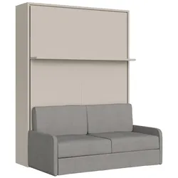 Itamoby Vertikales französisches Klappbett Versia Sofà 140 mit Argilla-Sofa und Regal
