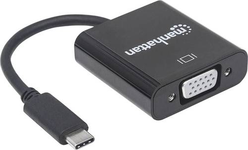 Manhattan 151771 USB / VGA Adapter [1x USB 3.2 Gen 2 Stecker C (USB 3.1) - 1x VGA-Buchse] Schwarz Farbcodiert, Flexibel, Folienschirm