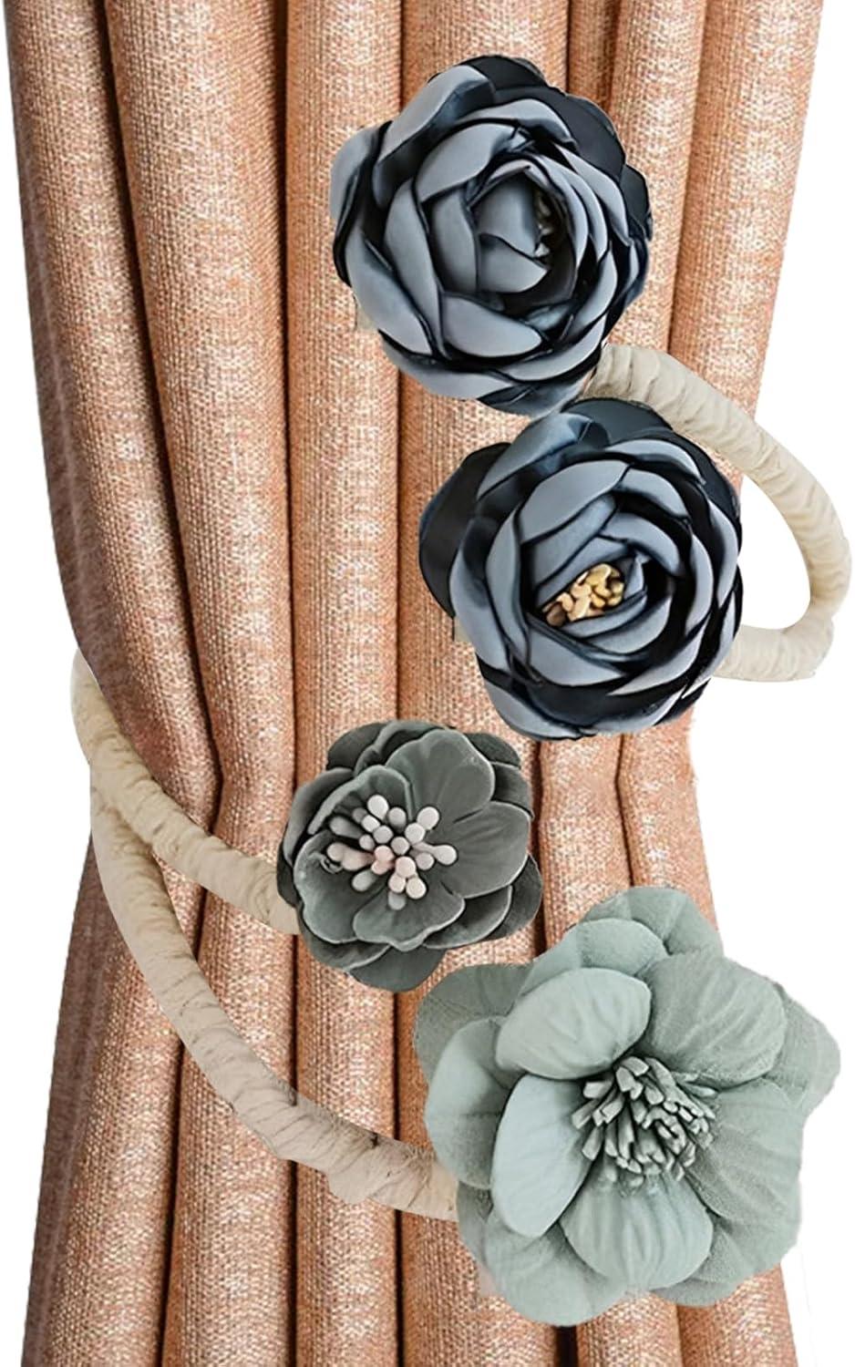 Raffhalter für Vorhänge, verstellbare und florale Vorhanghalter für Schlafzimmer | Rustikale Fensterrollo-Halter