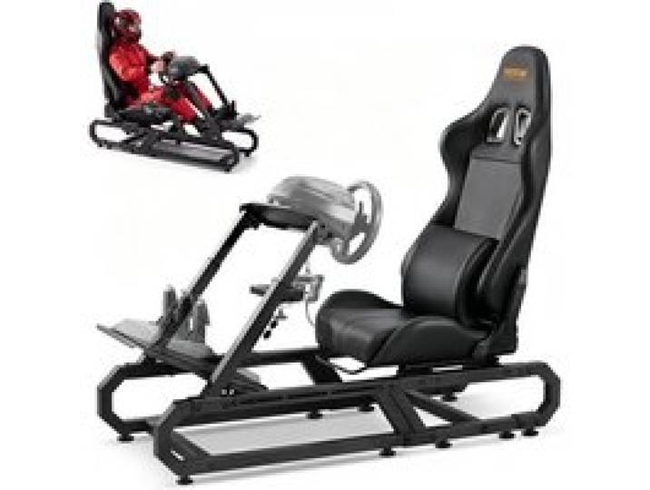 VEVOR Rennlenkradständer für Logitech G923/G920/G29, robustes Fahrsimulator-Cockpit aus Stahl – Thrustmaster T248P, Lenkradhalterung höhenverstellbar und Fußpedalwinkel einstellbar, max. Tragkraft 330 lbs, kompakt