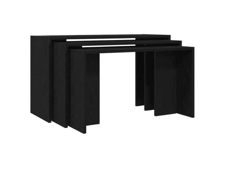 Beistelltisch Unterhalb Small 3 Stück Schwarz, Beistelltisch aus Stoff 3er Set schwarze Tische, Holzwerkstoff, Nestkonstruktion, leichte Reinigung, modernes Design