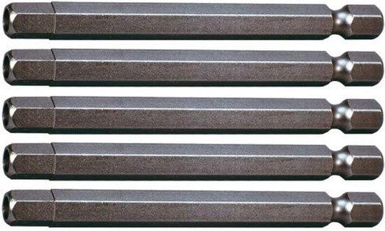 Bit binnenzeskant 6mm 75mm, 5 stuks