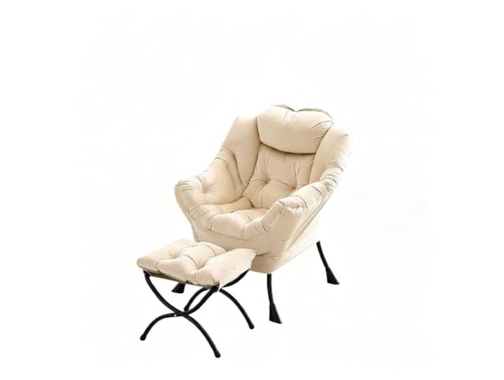 GarveeHome Lazy Chair mit Ottoman Samt Stahlrahmen Seitenfach Holland Velvet