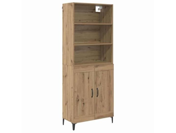 GHVBNMF Highboard 2-teilig Artisan-Eiche Holzwerkstoff 69,5x34x180 cm Zweiteiliger Schrank mit verstellbaren Regalen und Eisenbeinen für Wohnzimmer und Esszimmer.
