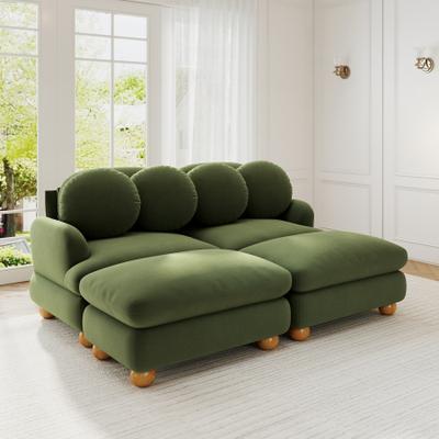 Loedds 68-Inch 4-Seat Chenille Sofa with Ottoman & Lumbar Pillows & Deep Seats