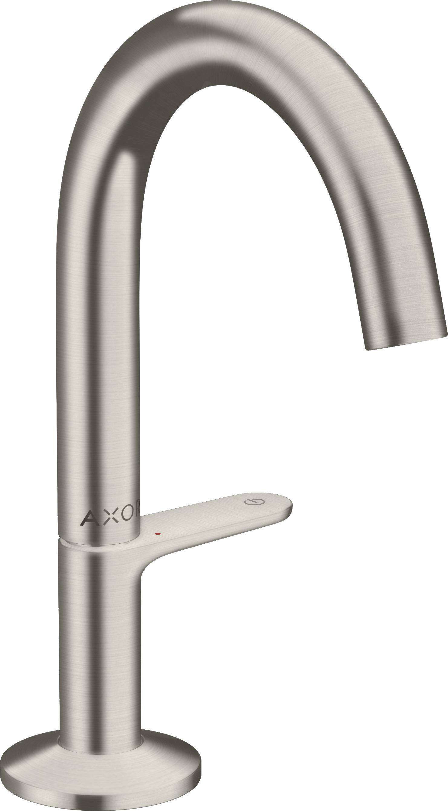 hansgrohe Waschtisch-Einhebelmischer Sel. 140 Axor One A 122mm, m Pus-Op-Abl, Edelstahl-Optik