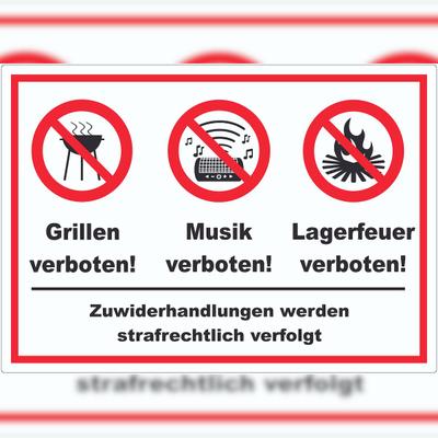 HB-Druck Aufkleber Grillen Musik Zelten verboten A9 (37x52mm)