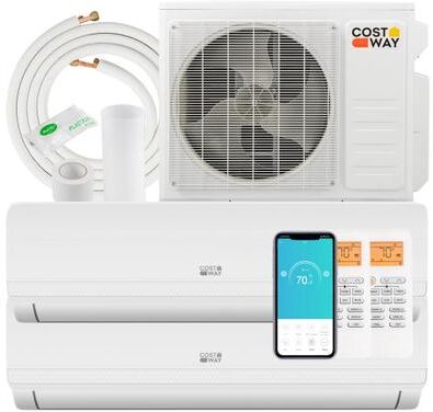 Costway 18000 BTU 2 Zone 20 SEER2 Mini Split AC with Heat Pump-9K + 9K