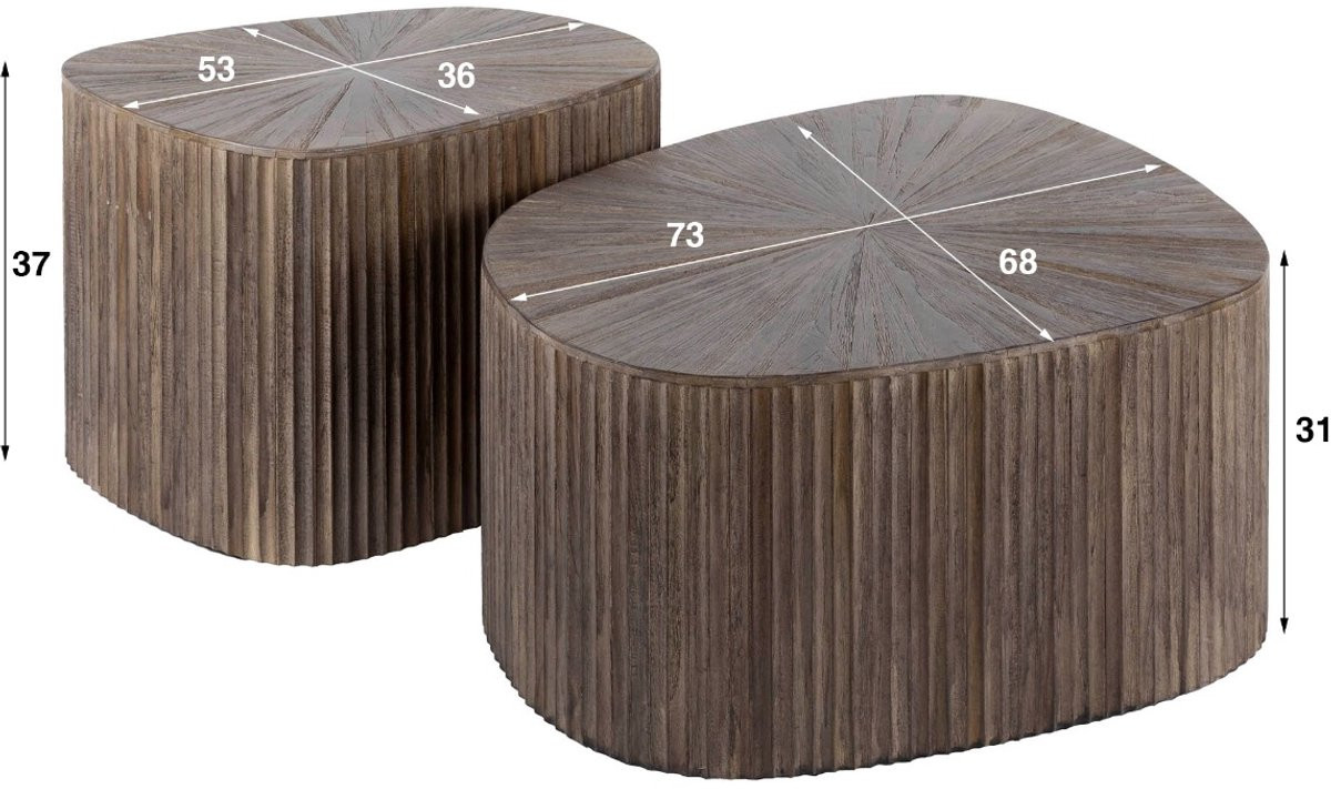 AnLi Style Salontafel Maya Teak vierhoekig set van 2