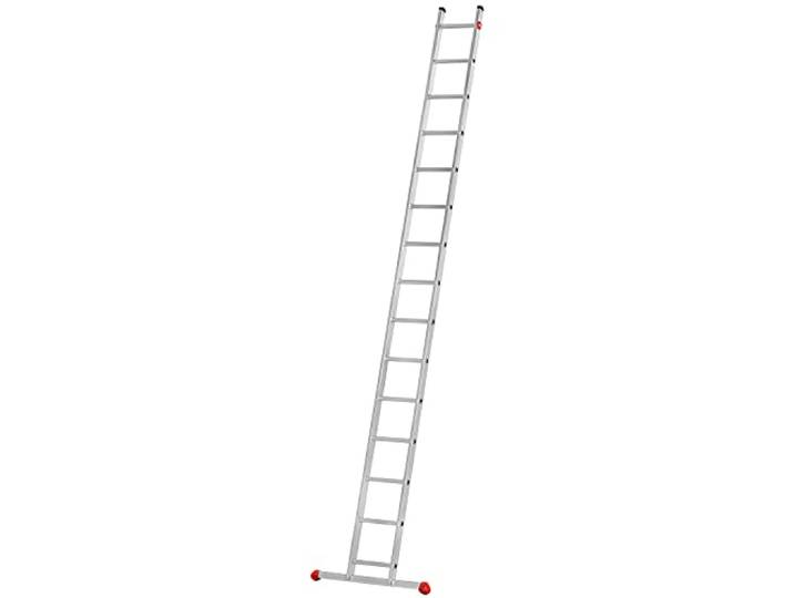 Hailo S60 ProfiStep UNO Alu-Anlegeleiter - leichte Leiter mit 15 Sprossen - Sicherheitsleiter mit großer Standfläche - Arbeitshöhe bis 515 cm - Gewicht 7,9 kg - Silber