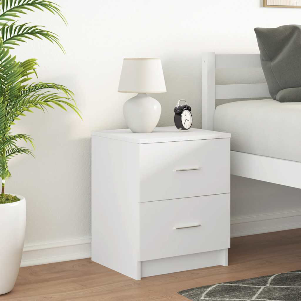 Alpen Home Bedside Cabinet With 2 Drawers White 50cm H X 40cm W X 36cm D