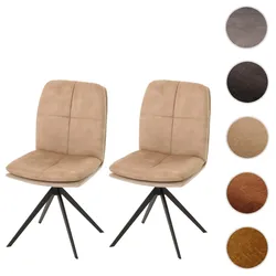 2er-Set Esszimmerstuhl HWC-M68, Küchenstuhl Lehnstuhl, drehbar Auto-Position, Metall Stoff/Textil ~ beige