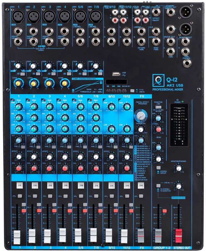 OQAN MIXER Q12 MK2 USB Mesa de Mistura Analógica 12 Canais