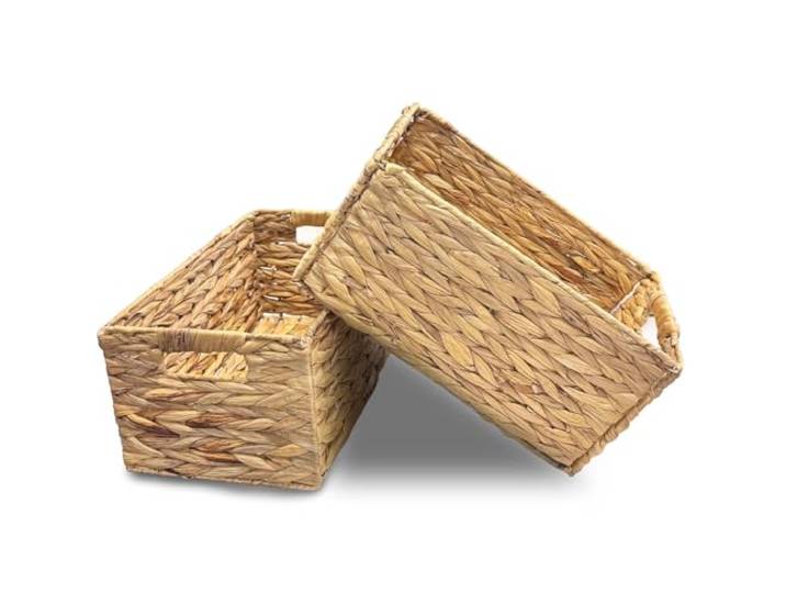 Aluusy Panier de Rangement\, Panier Tressé Pliable en Jacinthe d'eau\, Lot de 2 Paniers pour Sous-Vêtements\, Jouets ou Magazines\, Panier d'étagère Kallax\, bureau ou chambre-Couleur naturelle 32x23x19cm