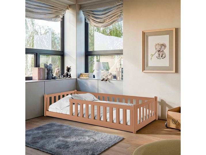 Lit au sol 90x200 sommier inclus Maya Marron