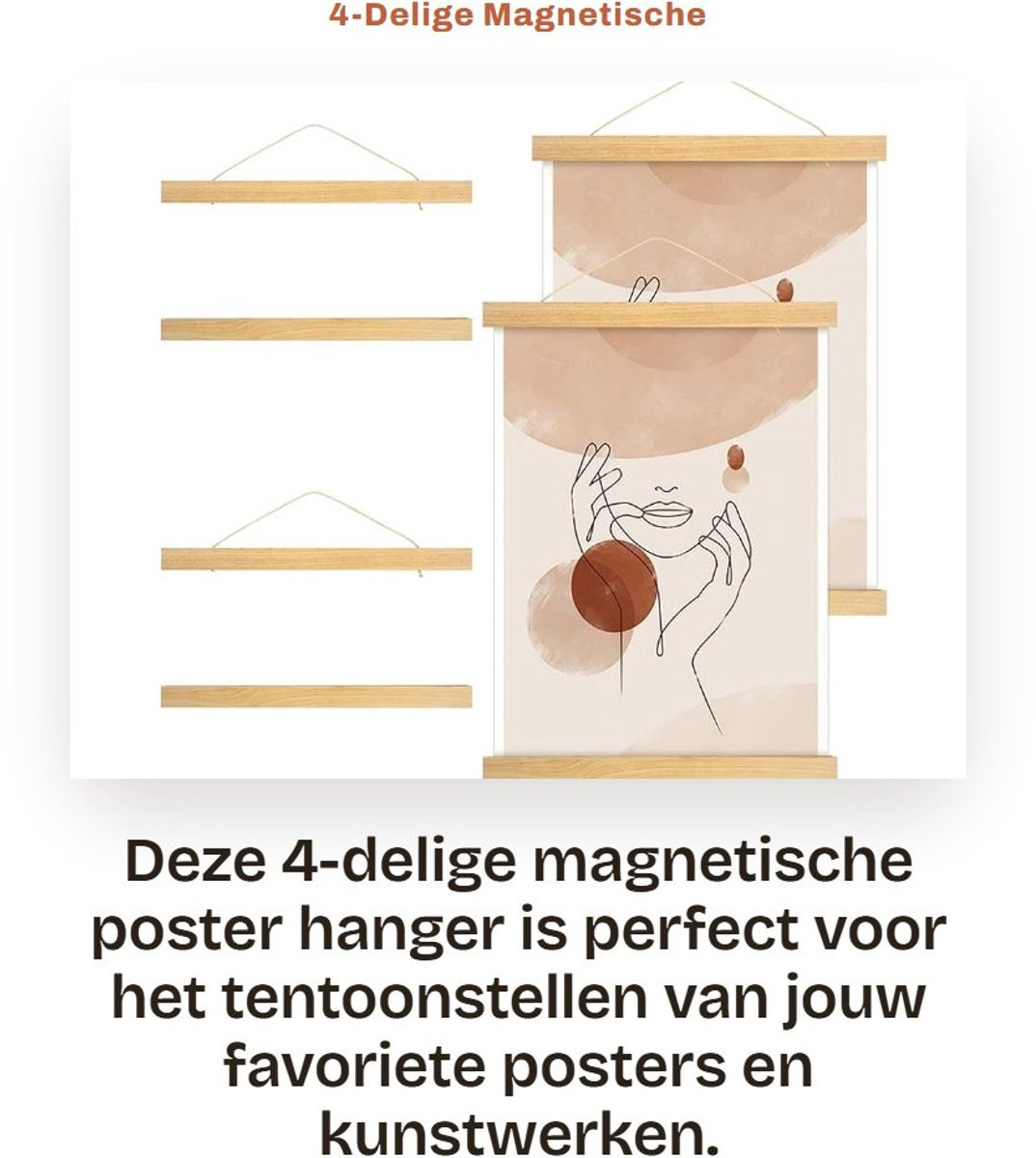 Dailygoods Magnetische Posterhanger 31 cm - Houten Posterrail voor A3 Posterlijsten