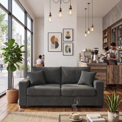Ostweer Comfortable Upholstered Sofa Couch with 2 Throw Pillows, Loveseat 2 Seater Sofa Couch Accent Sofa Couch