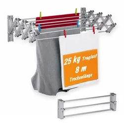 Relaxdays Wäscheständer Wandmontage Anthrazit,Silber
